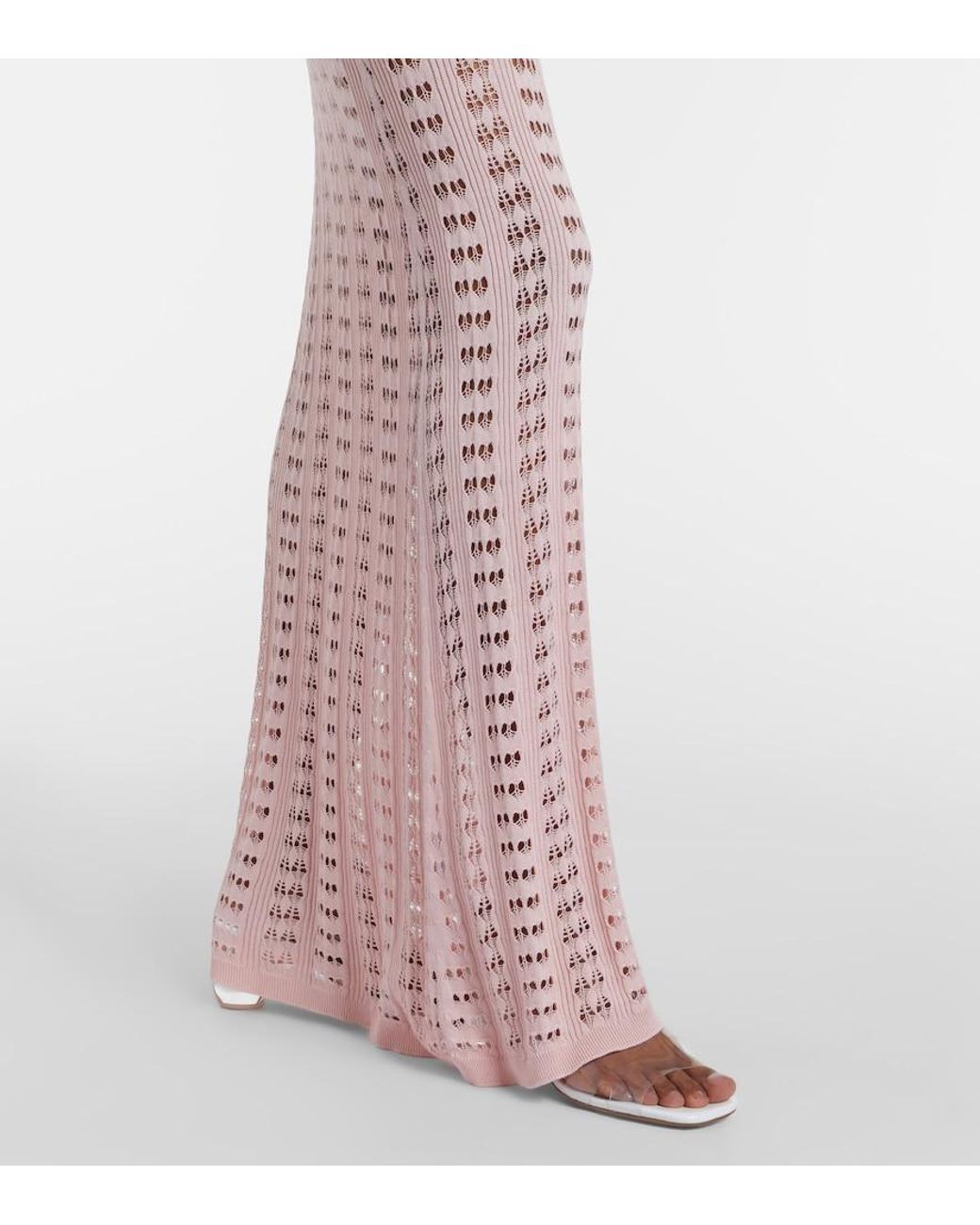 AYA MUSE Pink Draped Pointelle Maxi Skirt