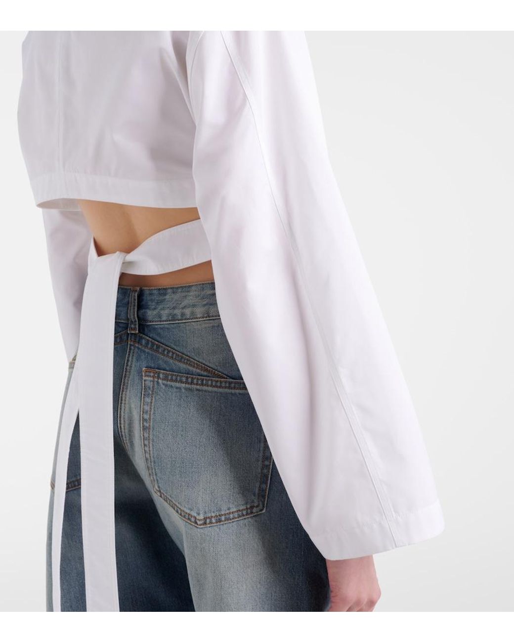 Alaïa White Cotton Poplin Crop Top