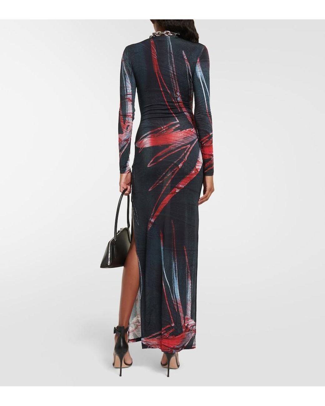 Louisa Ballou Blue Printed Jersey Maxi Dress