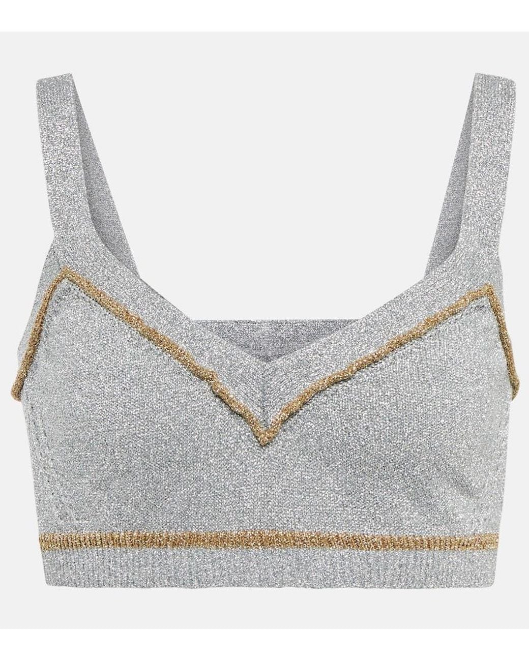 Rabanne Gray Metallic Knit Crop Top