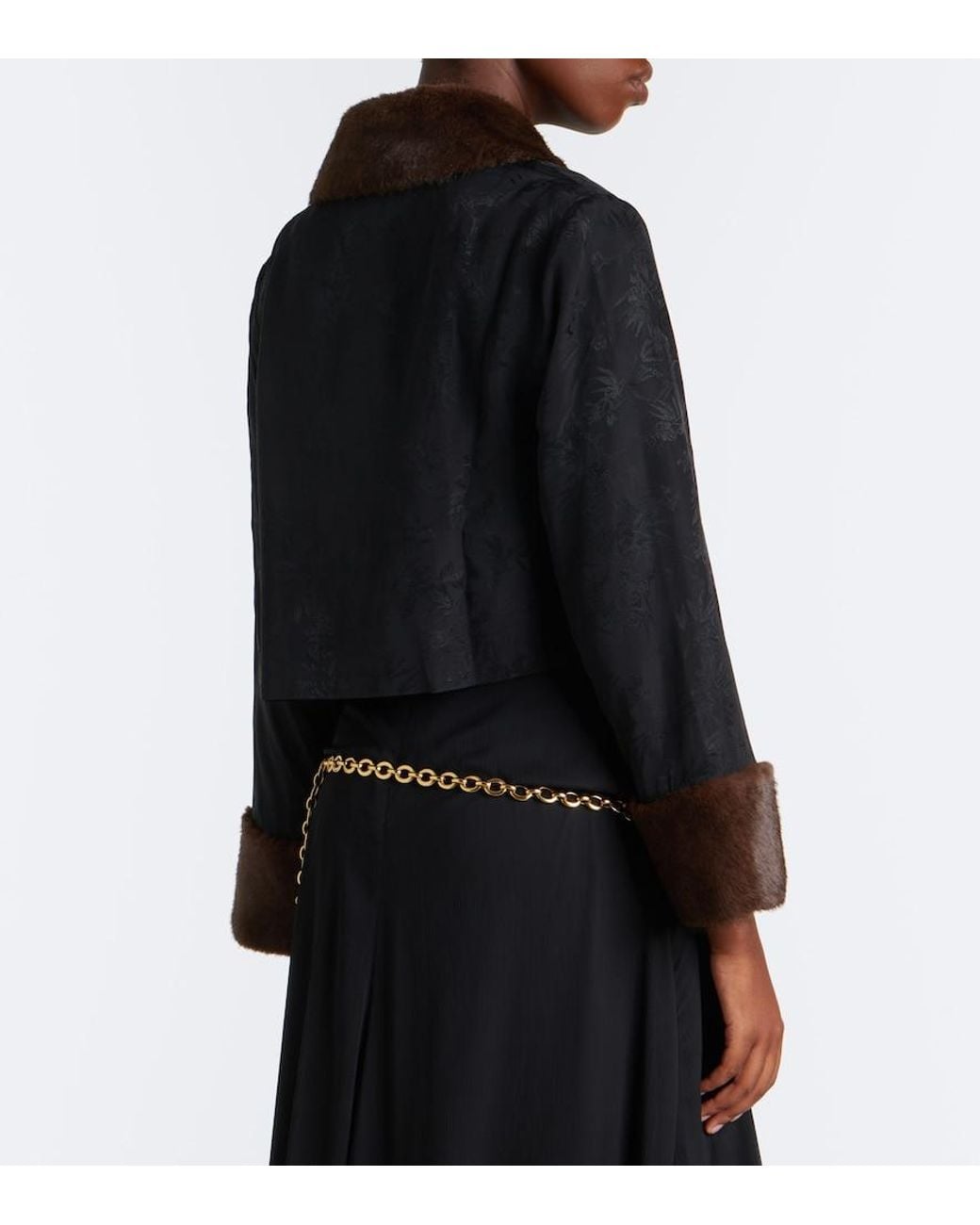 Rixo Black Luanne Jacquard Cropped Jacket