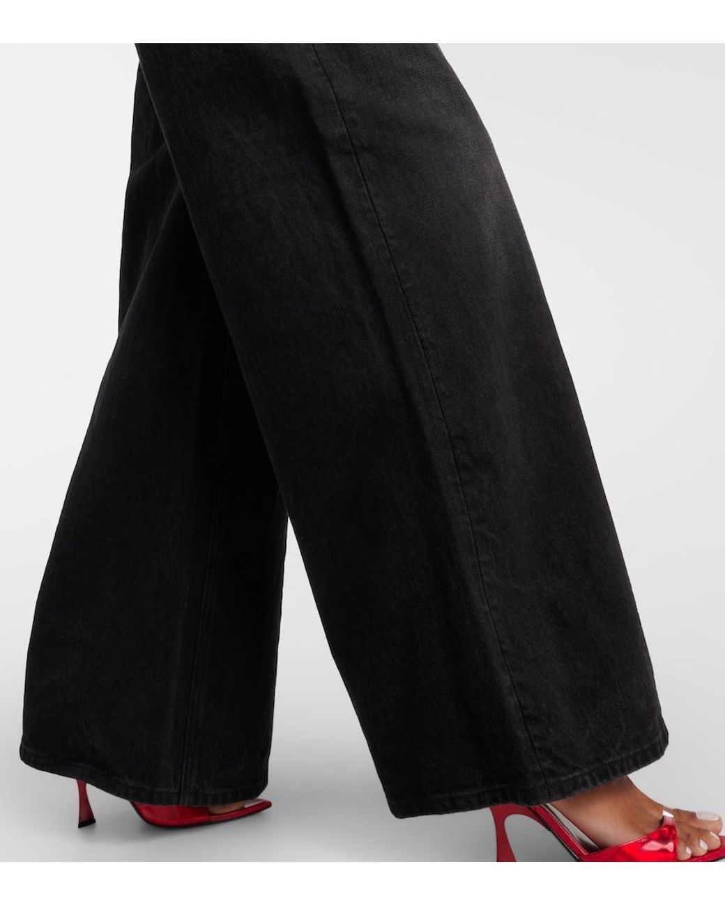 Area Black Crystal-embellished High-rise Wide-leg Jeans