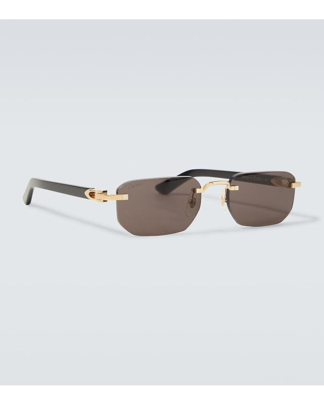 Cartier Brown Signature C Rectangular Sunglasses for men