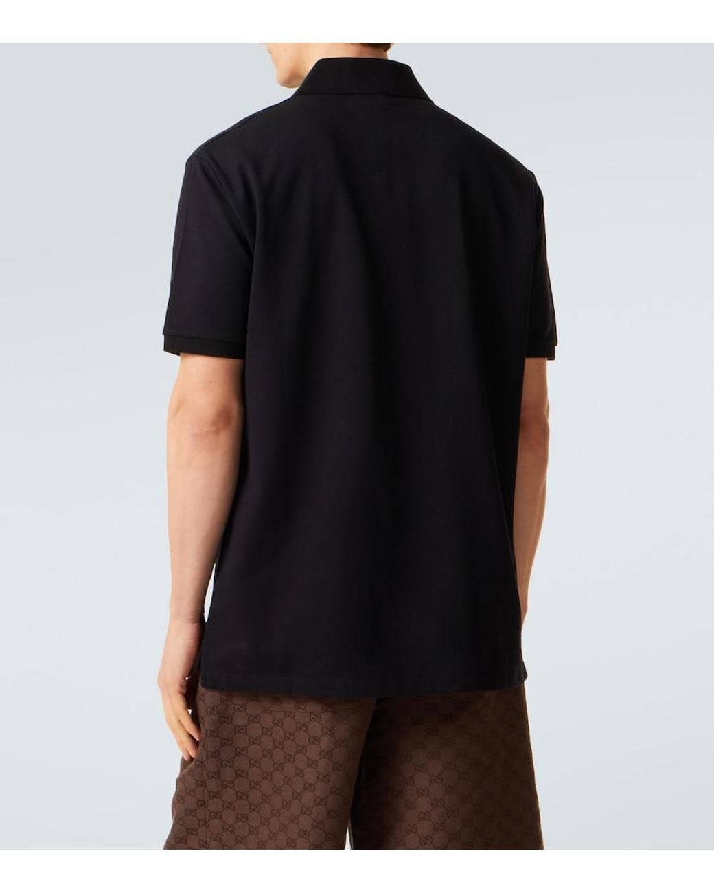 Gucci Black Horsebit Cotton-Blend Pique Polo Shirt for men