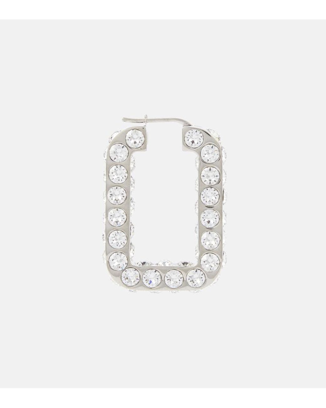 AMINA MUADDI White Charlotte Embellished Hoop Earrings