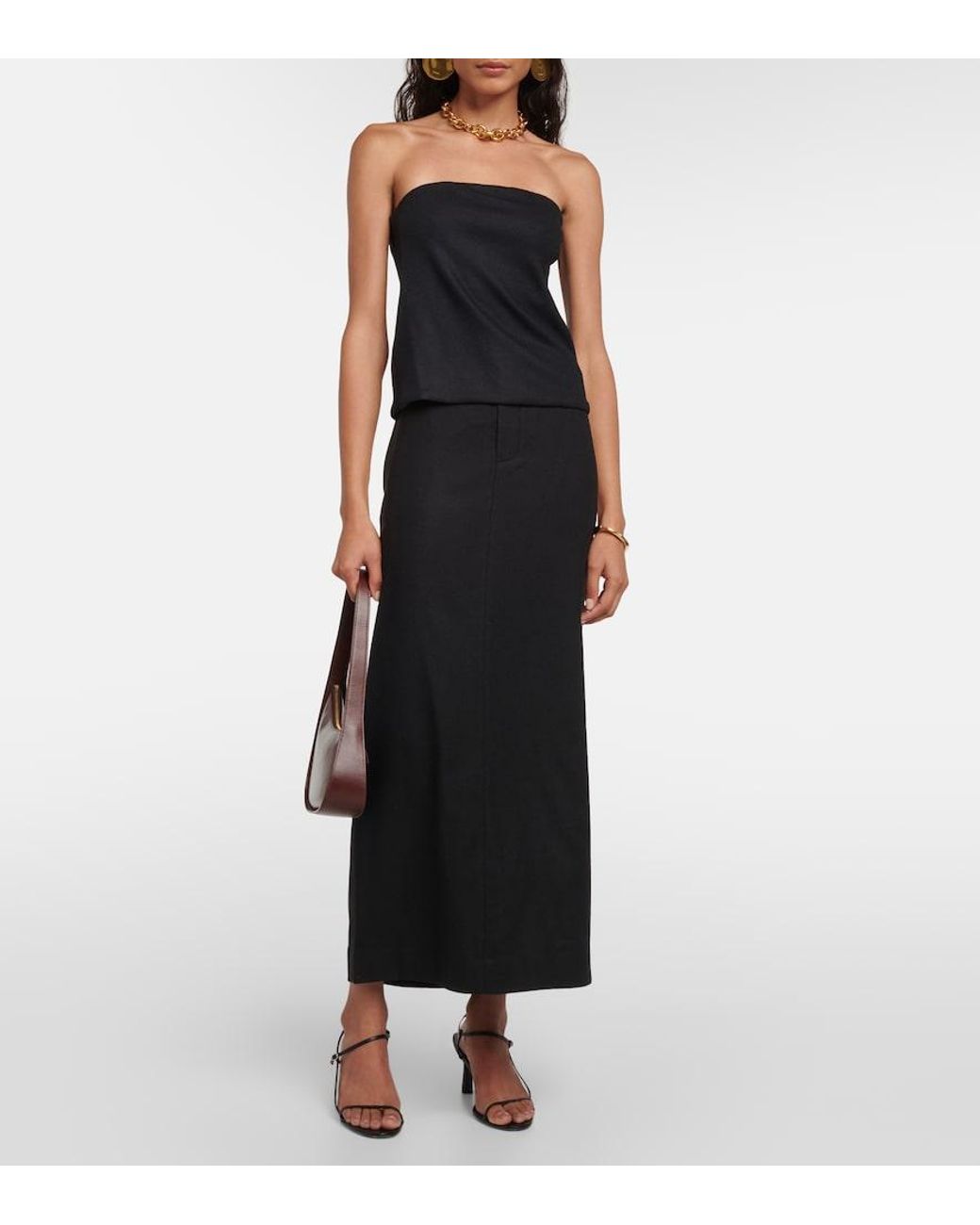 Vince Black Flannel Maxi Skirt