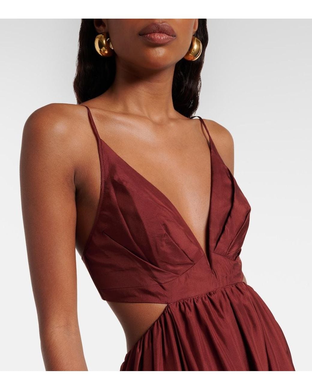 Zimmermann Red Wanderlust Cutout Silk Maxi Dress