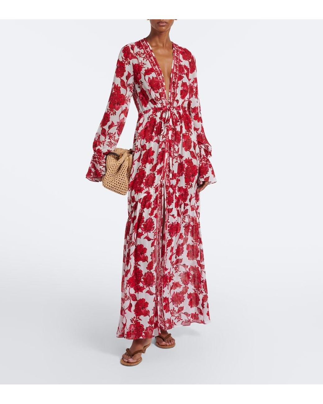 Alexandra Miro Red Clementine Floral Maxi Dress