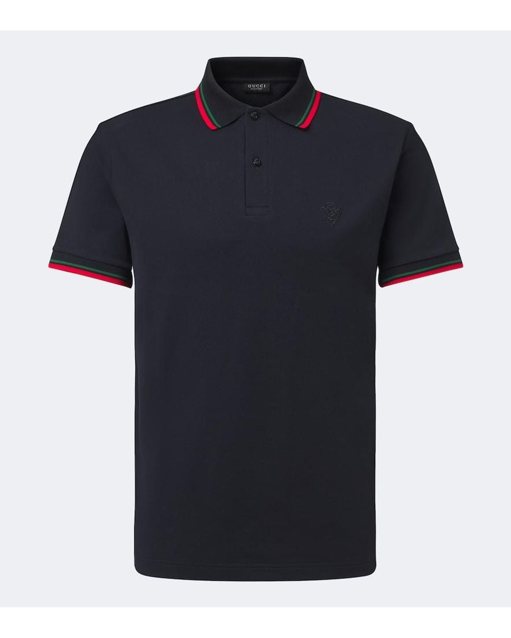 Gucci Blue Cotton-Blend Pique Polo Shirt for men