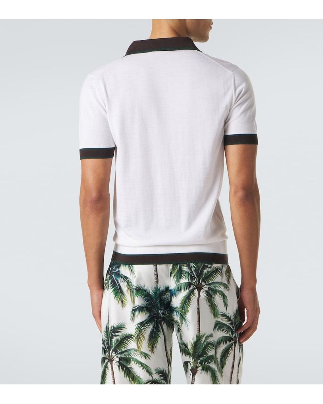 Dolce & Gabbana White Dg Wool And Silk Polo Shirt for men