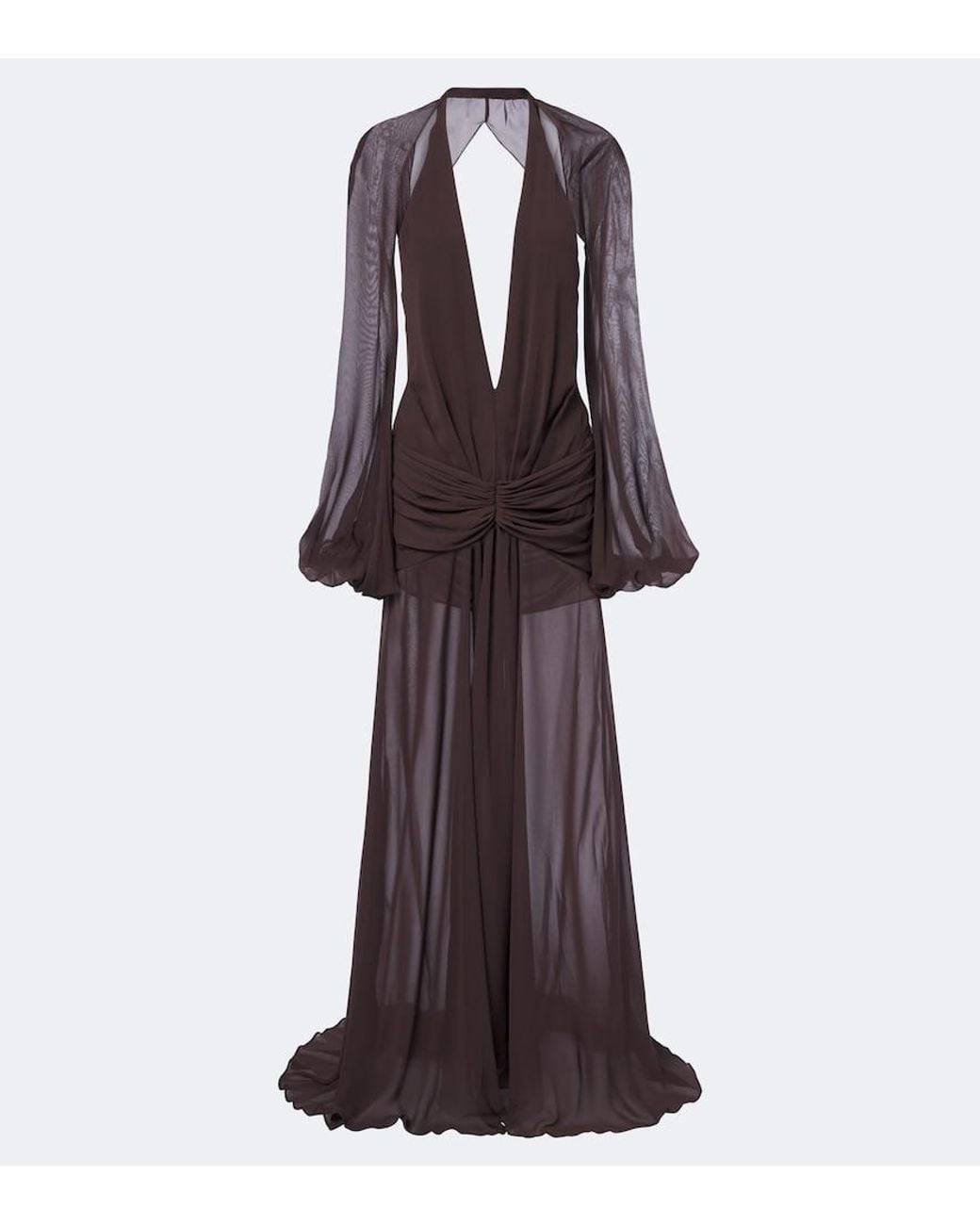 De La Vali Purple Fiorela Chiffon Maxi Dress