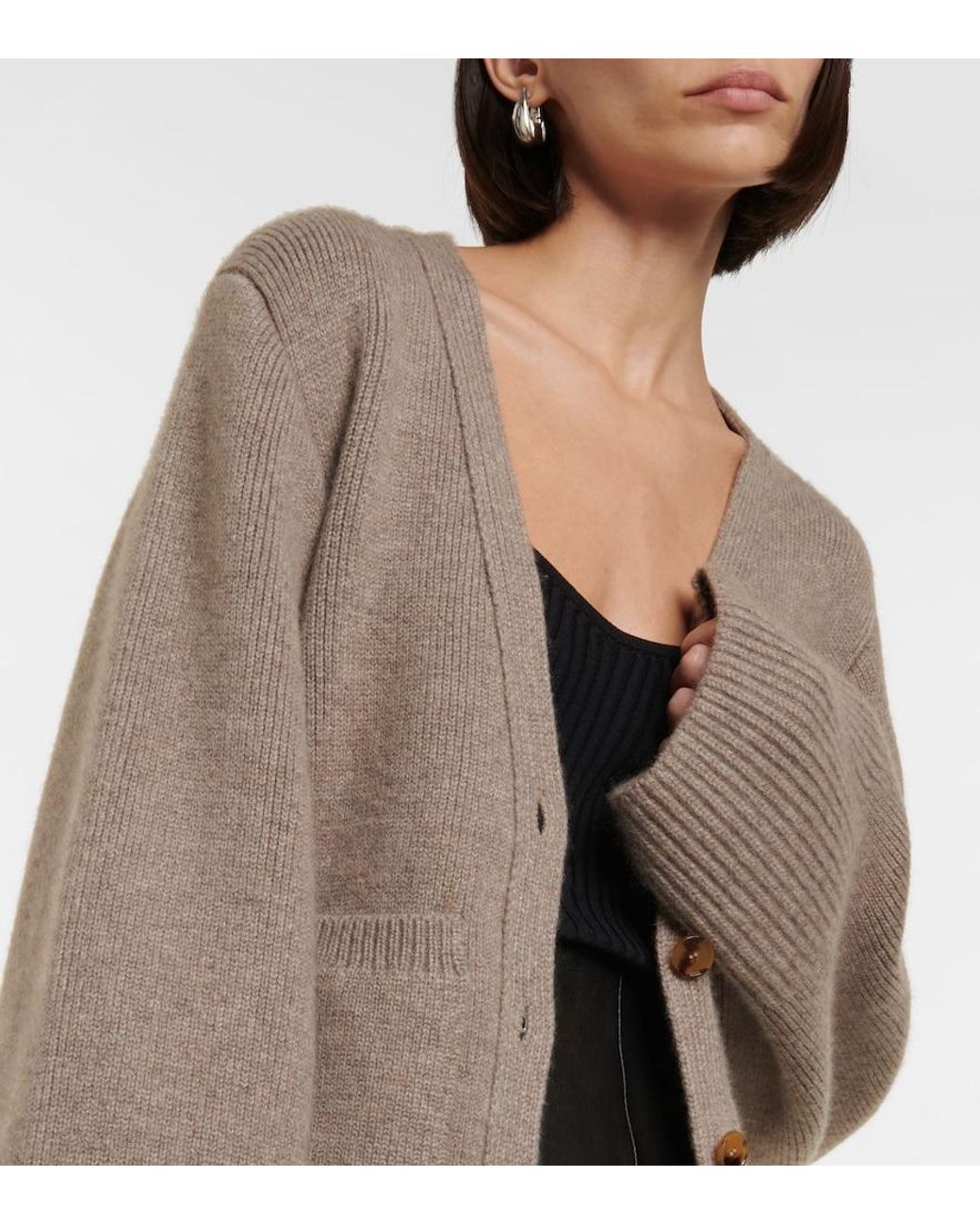 Khaite Gray The Scarlet Cashmere-Blend Cardigan