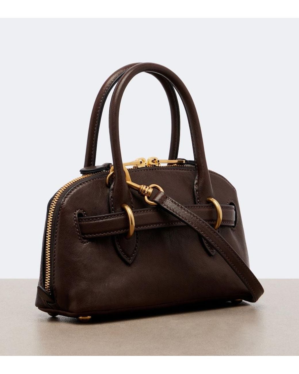 Miu Miu Brown Aventure Mini Leather Top-Handle Bag