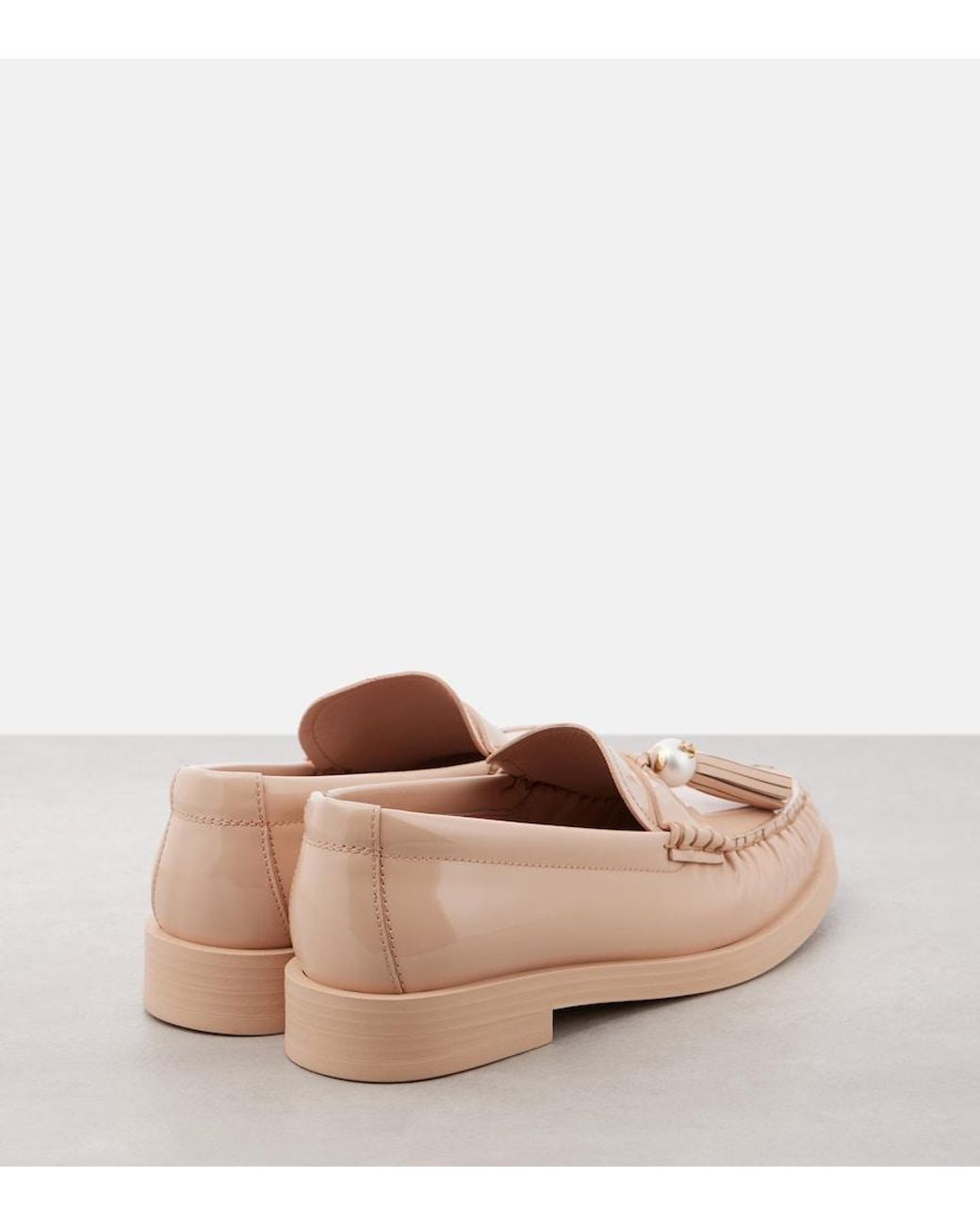 Jimmy Choo Pink Addie Embellished Patent Leather Loafers
