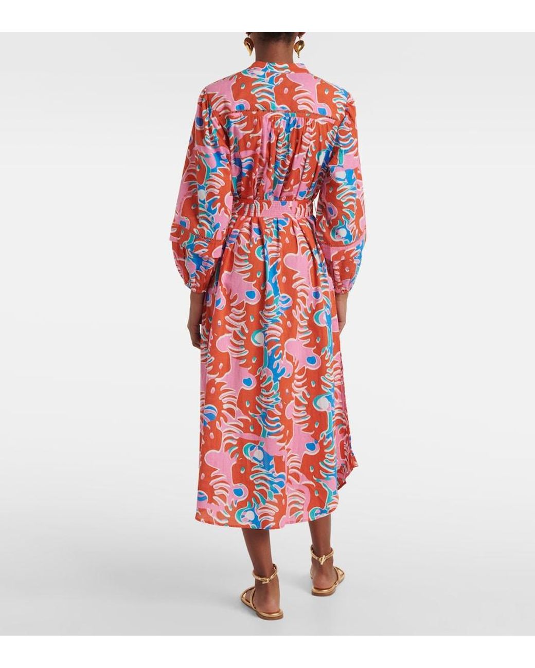 Poupette Red Cathy Printed Cotton Shirt Dress