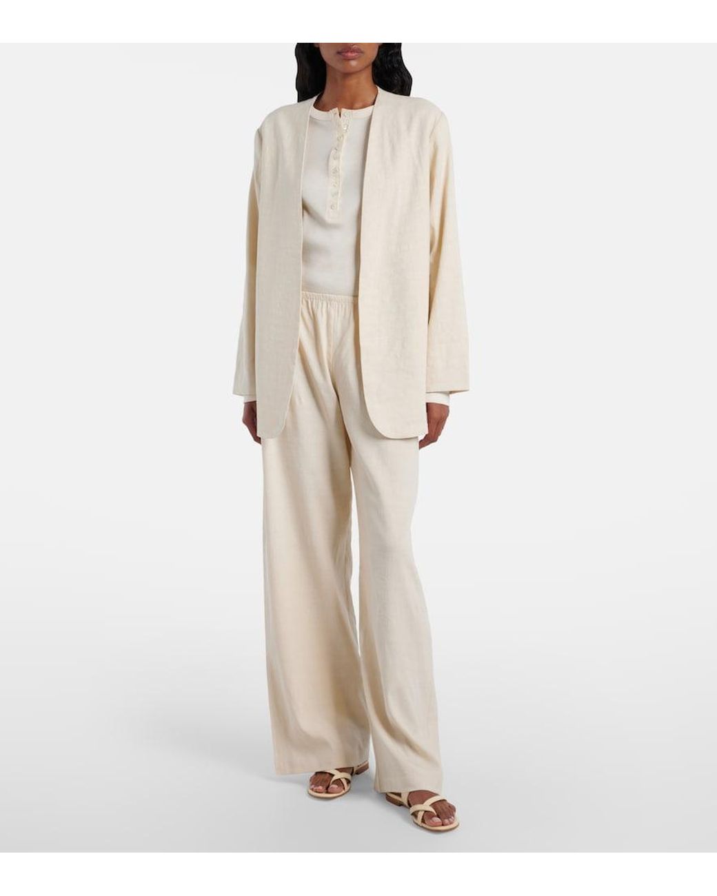 Leset White Belle Linen-Blend Jacket