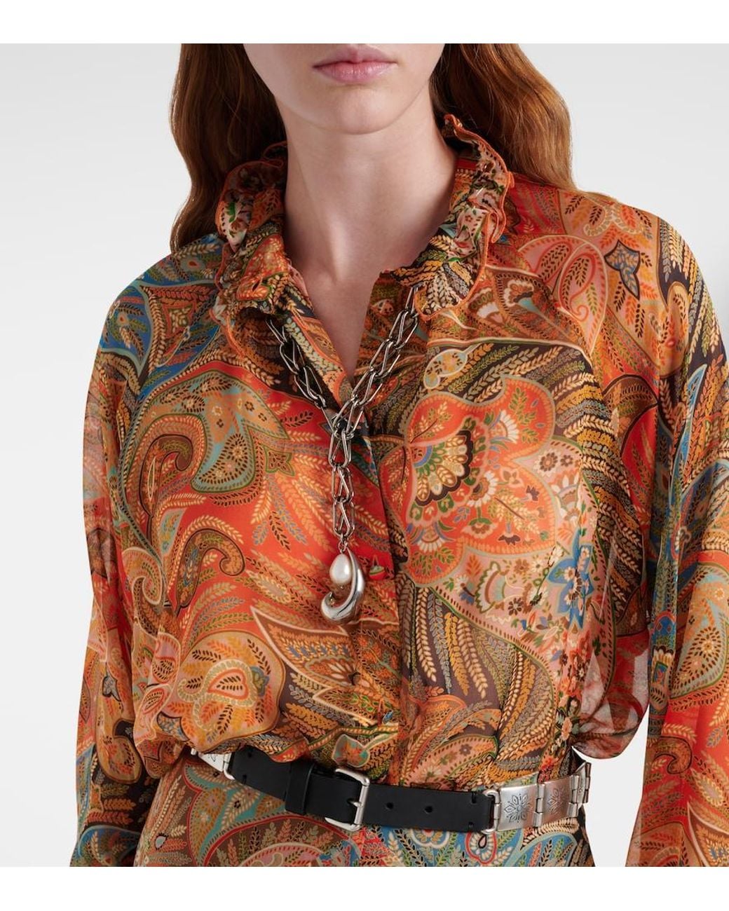 Etro White Embellished Chain Necklace