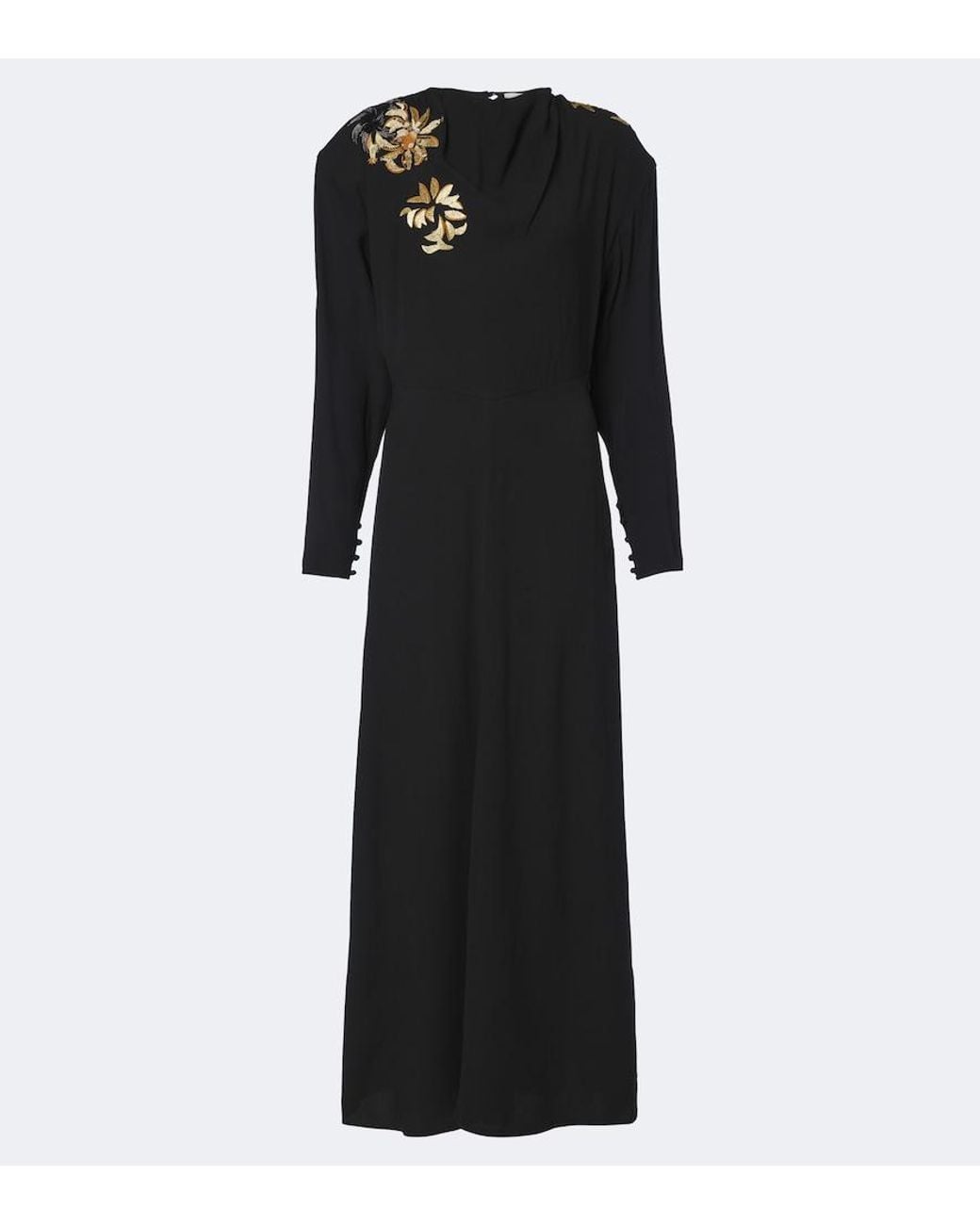 Isabel Marant Black Samsha Embellished Crepe Maxi Dress