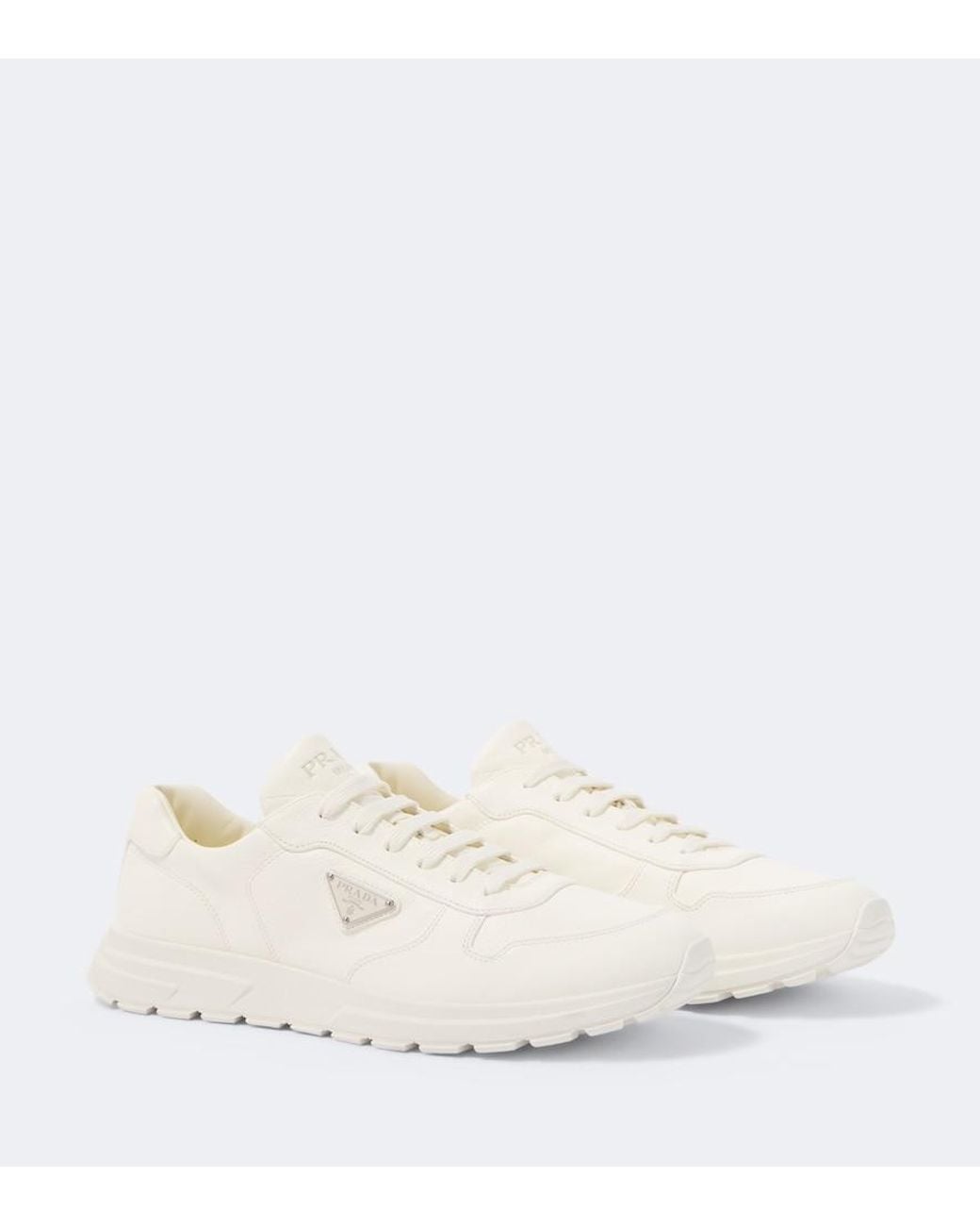 Prada White Prax 2.0 Leather Sneakers for men