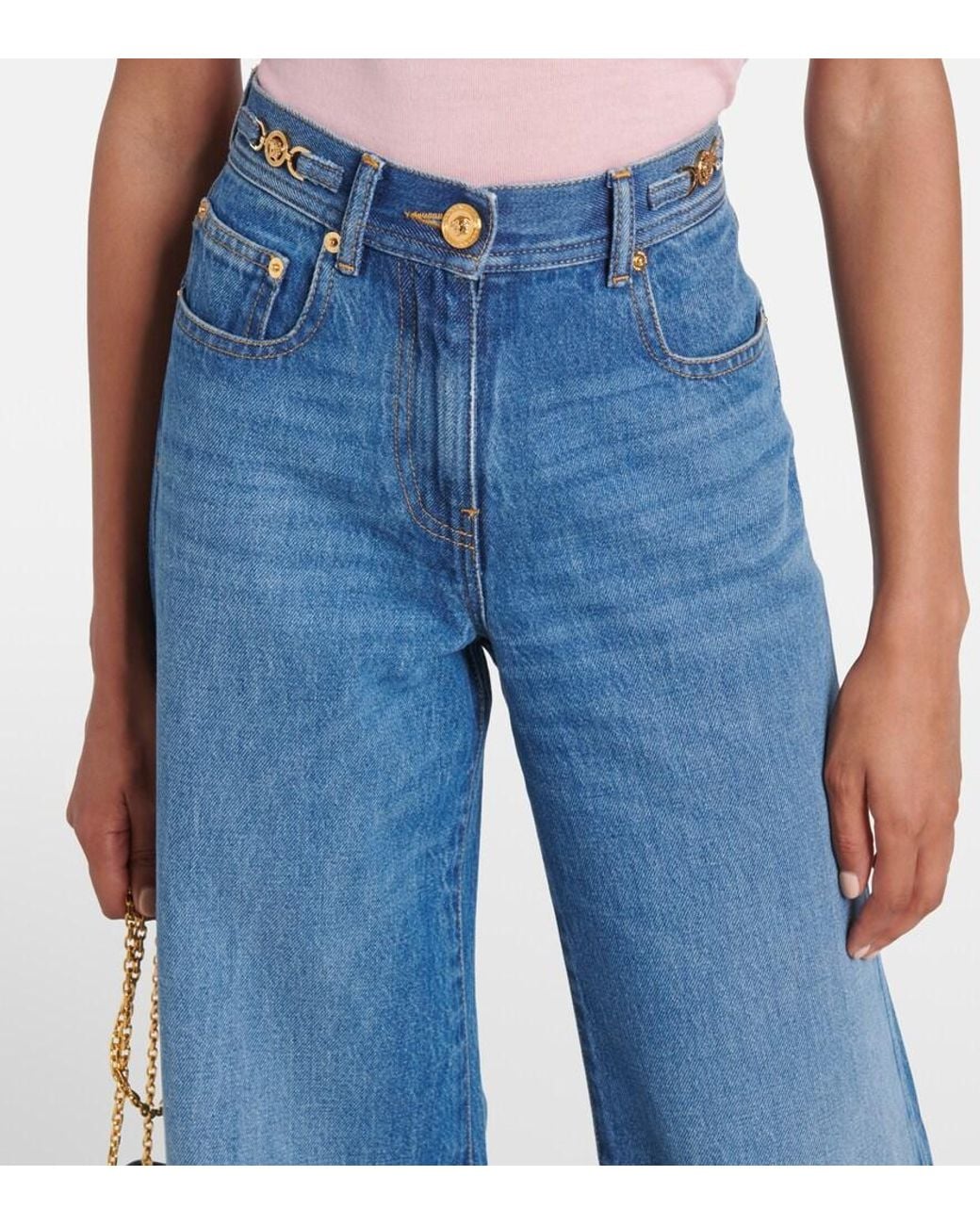 Versace Blue Medusa '95 High-Rise Flared Jeans