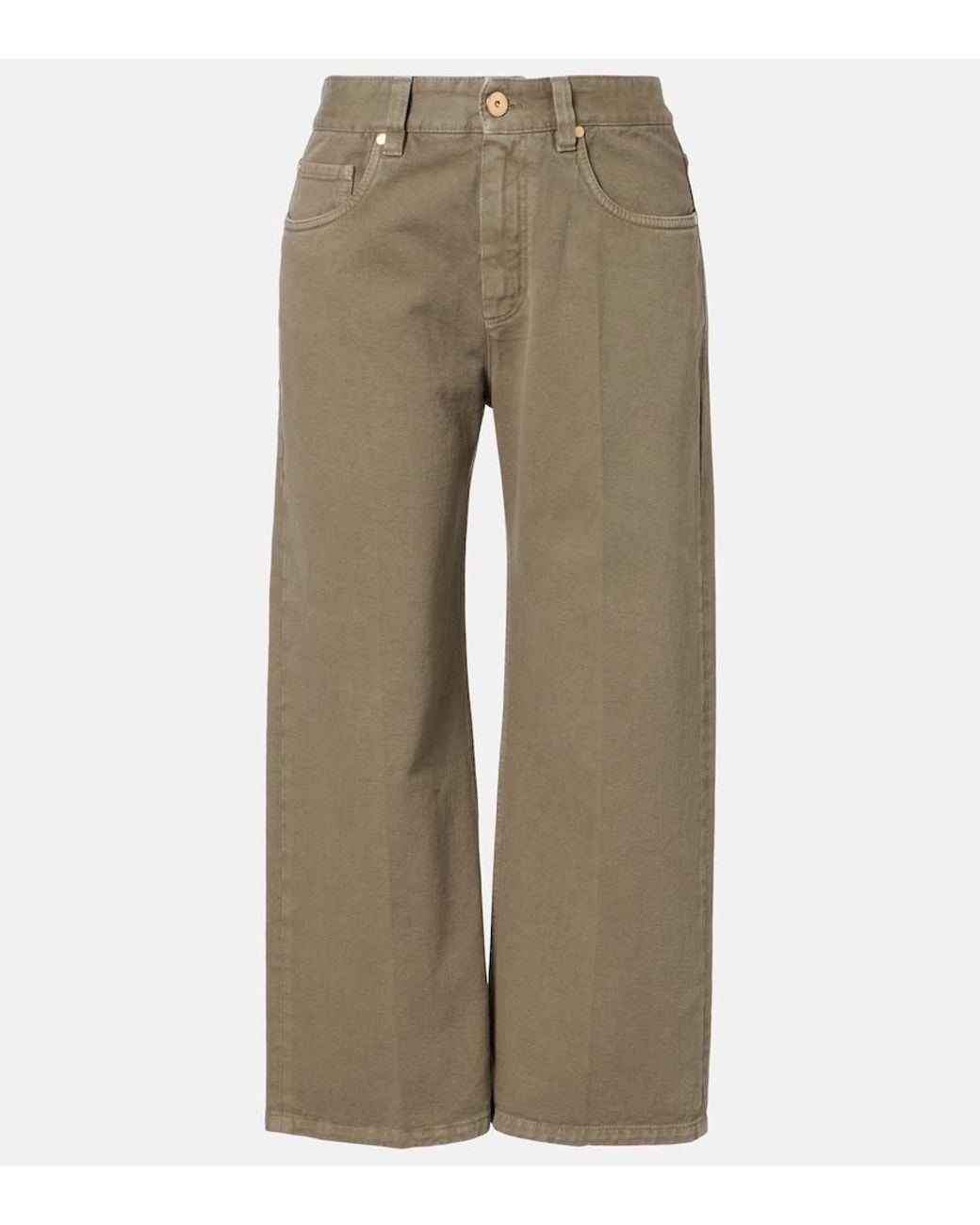 Brunello Cucinelli Natural Cropped Wide-Leg Jeans