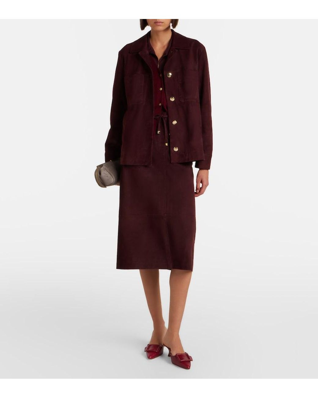 Max Mara Purple Suede Midi Skirt