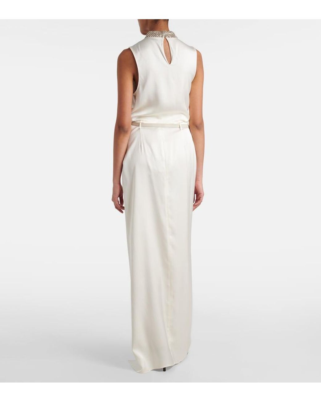 Tom Ford White Silk Satin Wrap Skirt