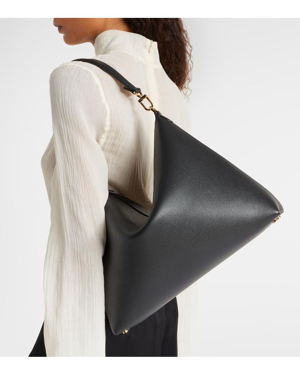Totême Black Bevel Leather Shoulder Bag