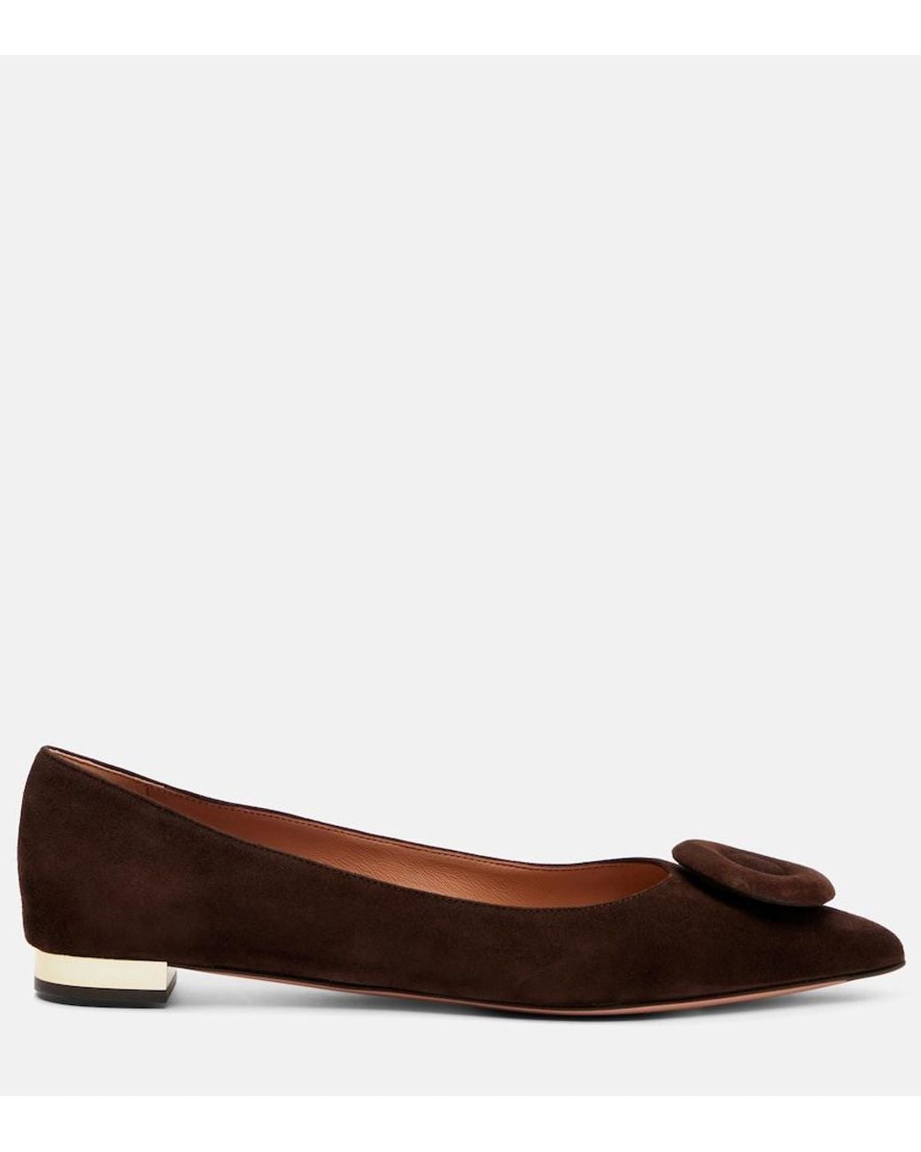 Aquazzura Brown Hoop Suede Ballet Flats