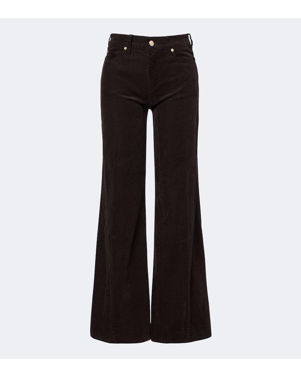 7 For All Mankind Black Lotta Cotton-Blend Corduroy Flared Pants