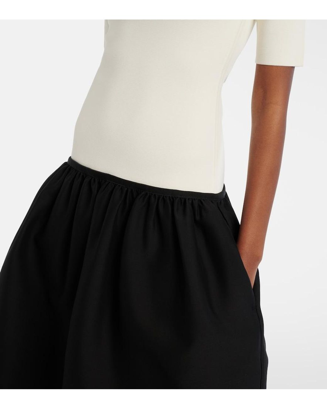 Totême White Wool And Silk-Trimmed Midi Dress