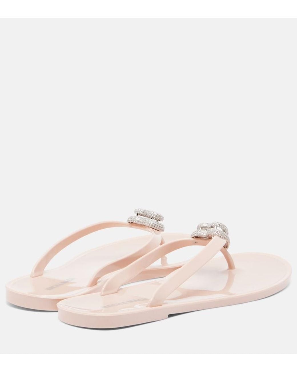 Mach & Mach Pink Riviera Embellished Thong Sandals