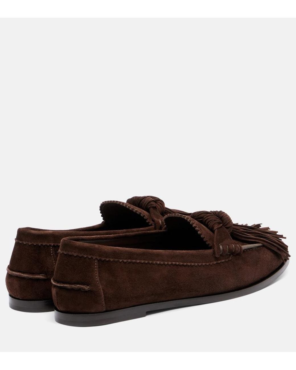 Aquazzura Brown Freddie Fringed Suede Loafers