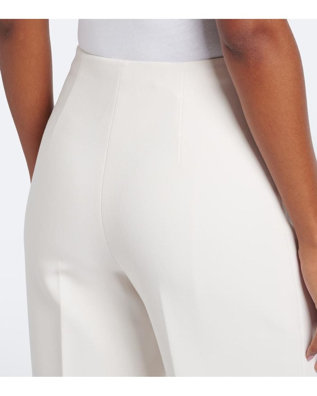 Roland Mouret White Crepe Wide-Leg Pants