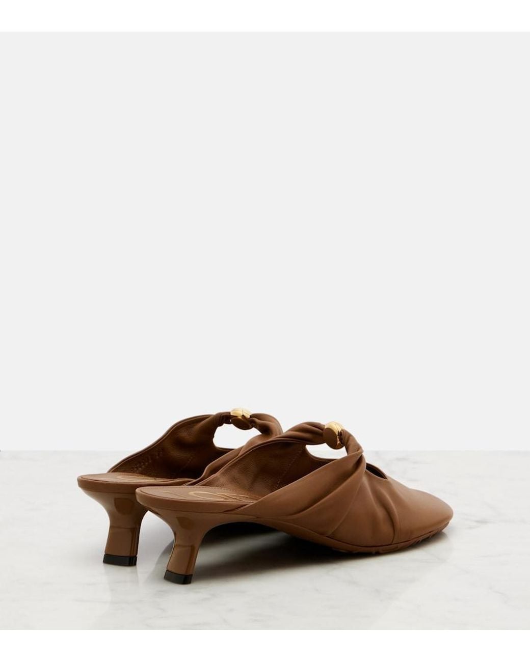 Loewe Brown Pebble 45 Leather Mules