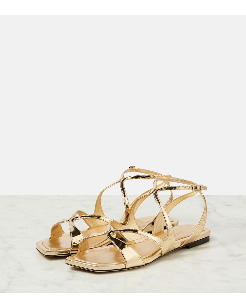 Jimmy Choo Ayla Metallic Leather Sandals