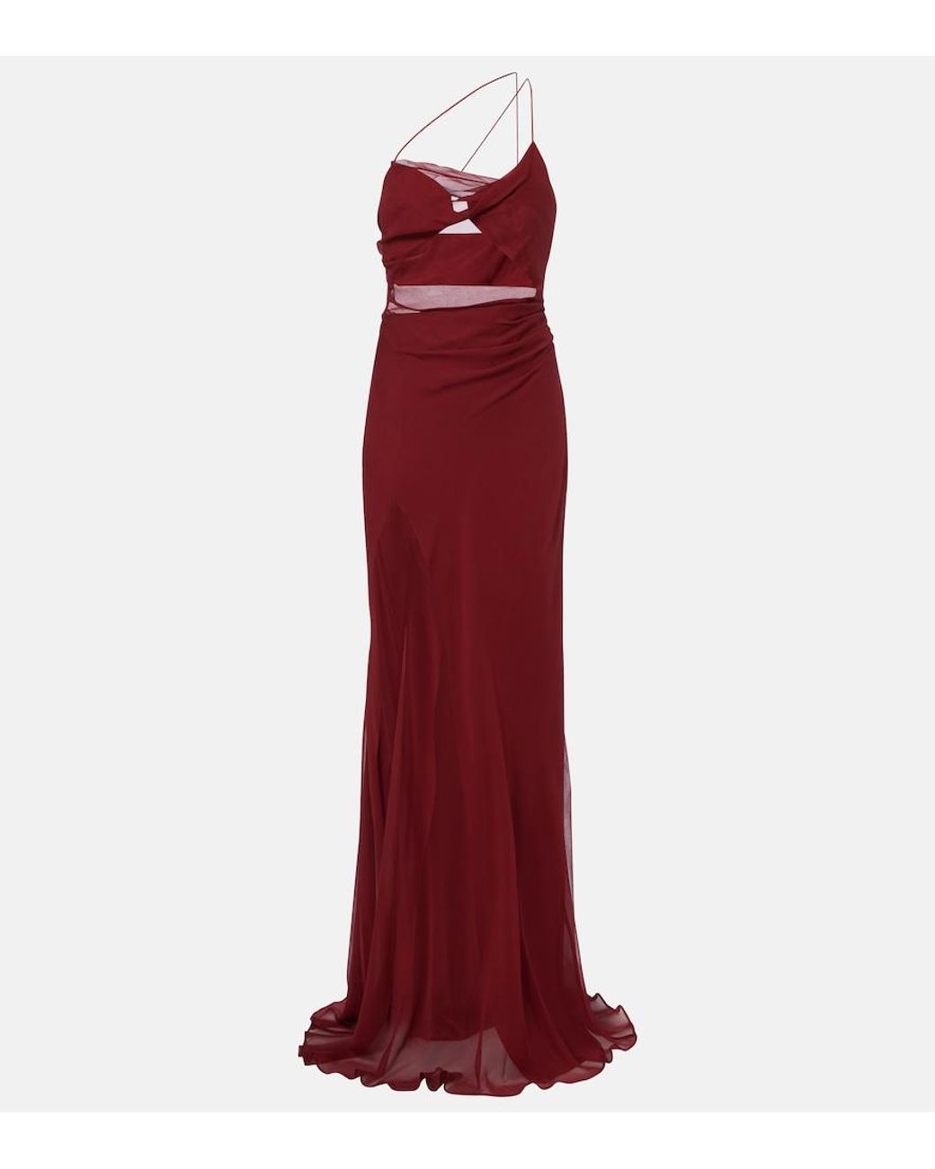 The Sei Red Sheer Silk Chiffon Gown