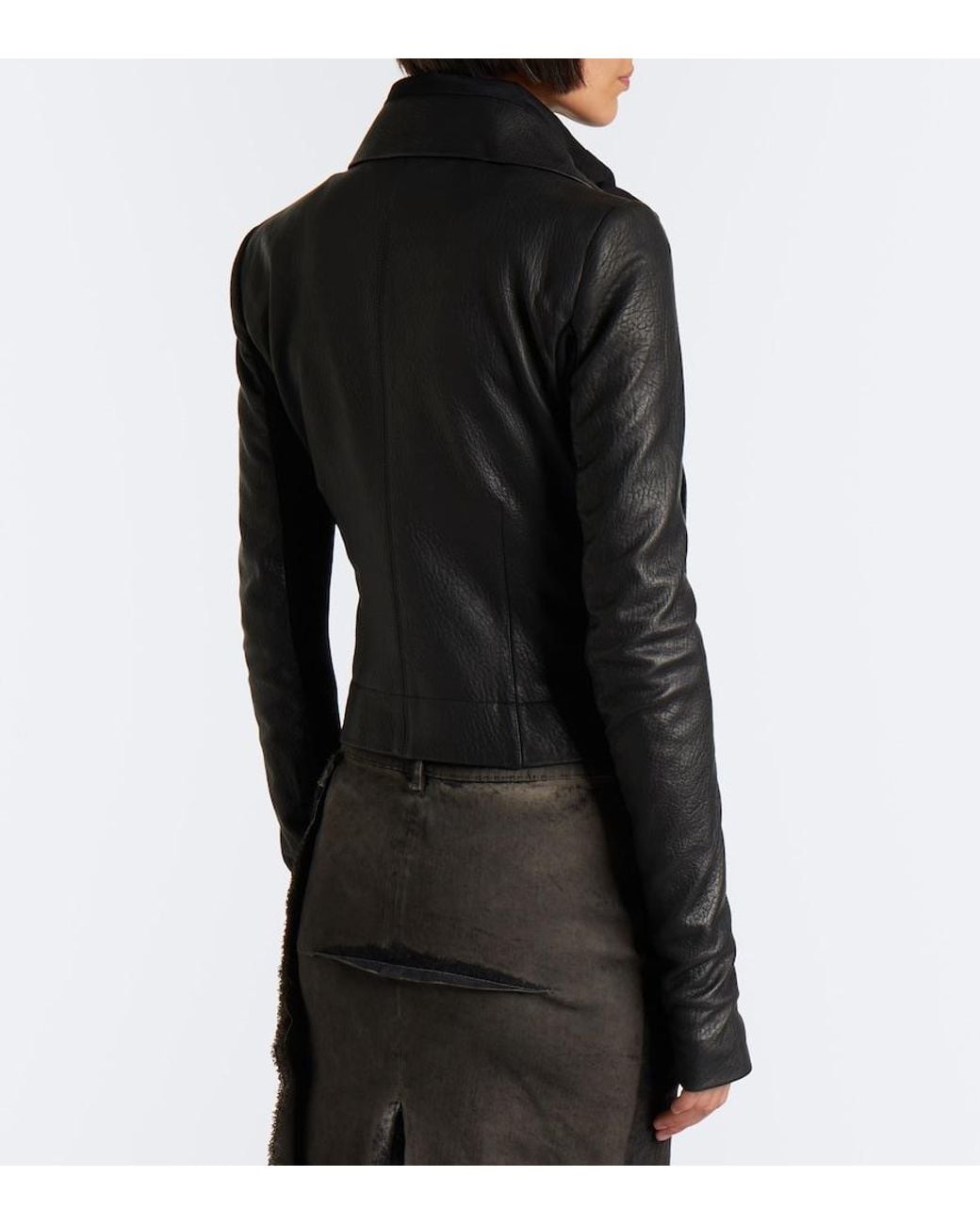 Rick Owens Black Leather Biker Jacket