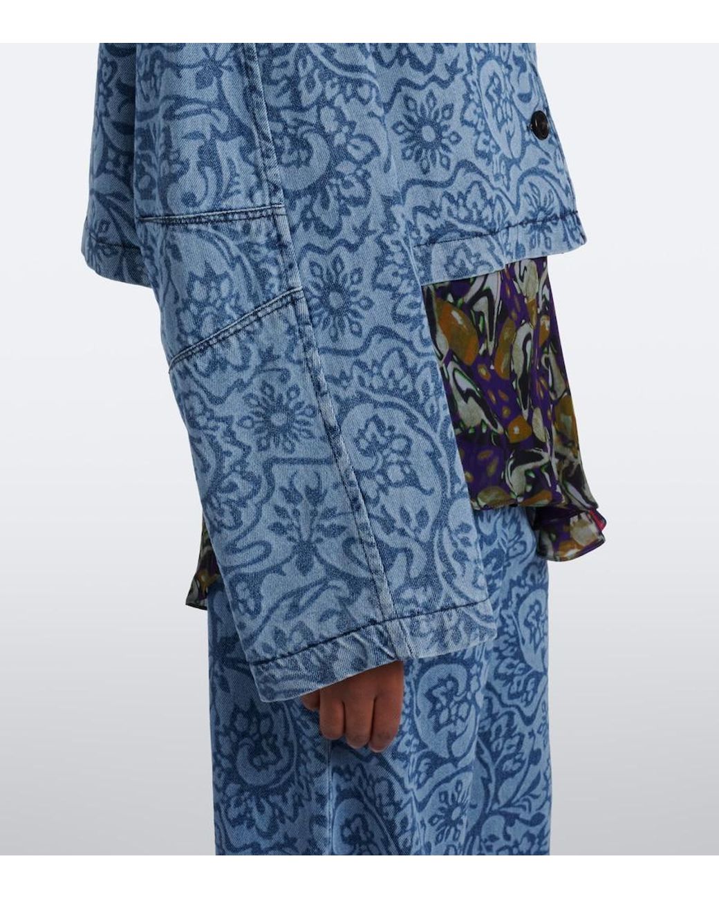 Dries Van Noten Blue Floral Denim Jacket