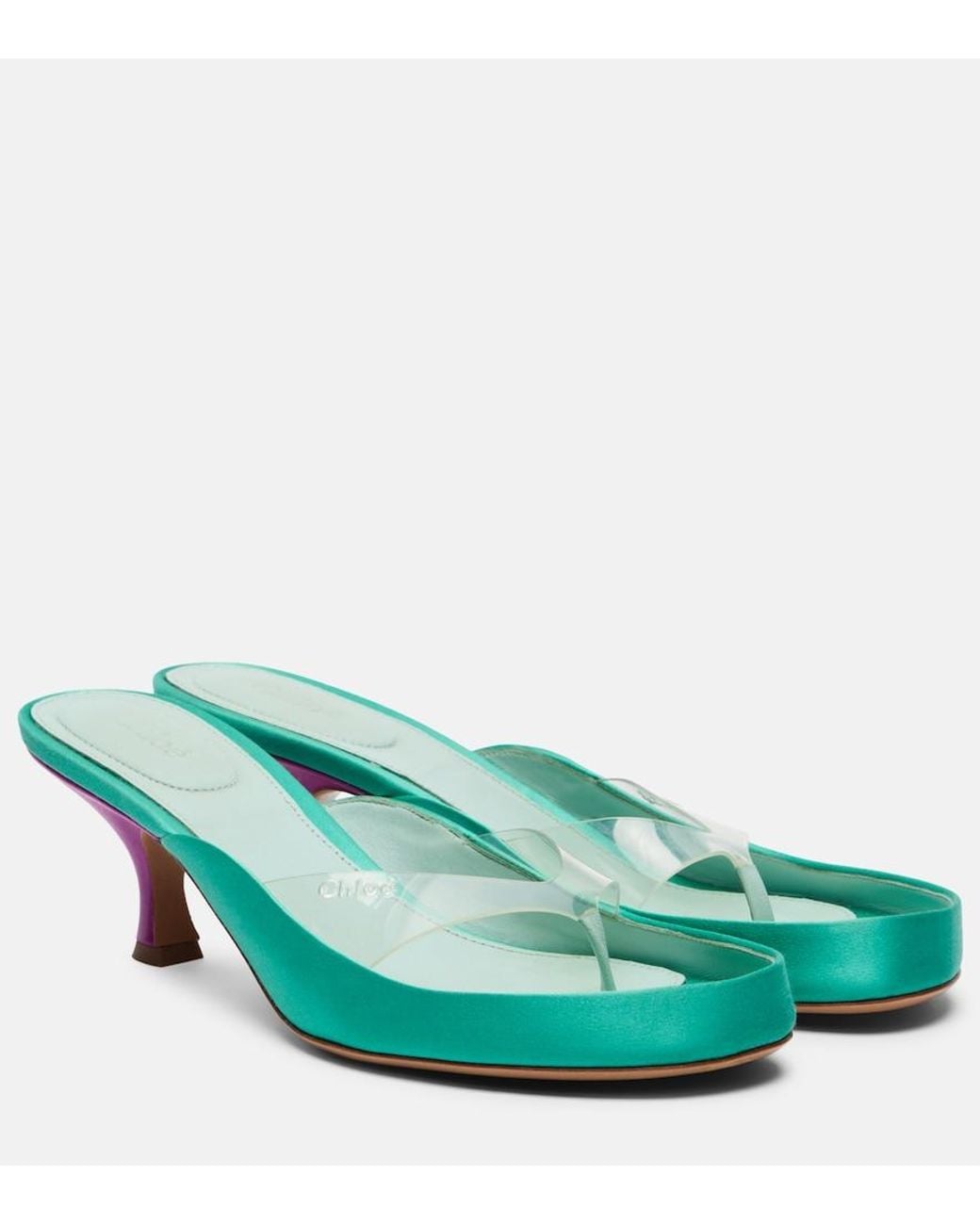Chloé Green Junie Satin And Tpu Thong Sandals