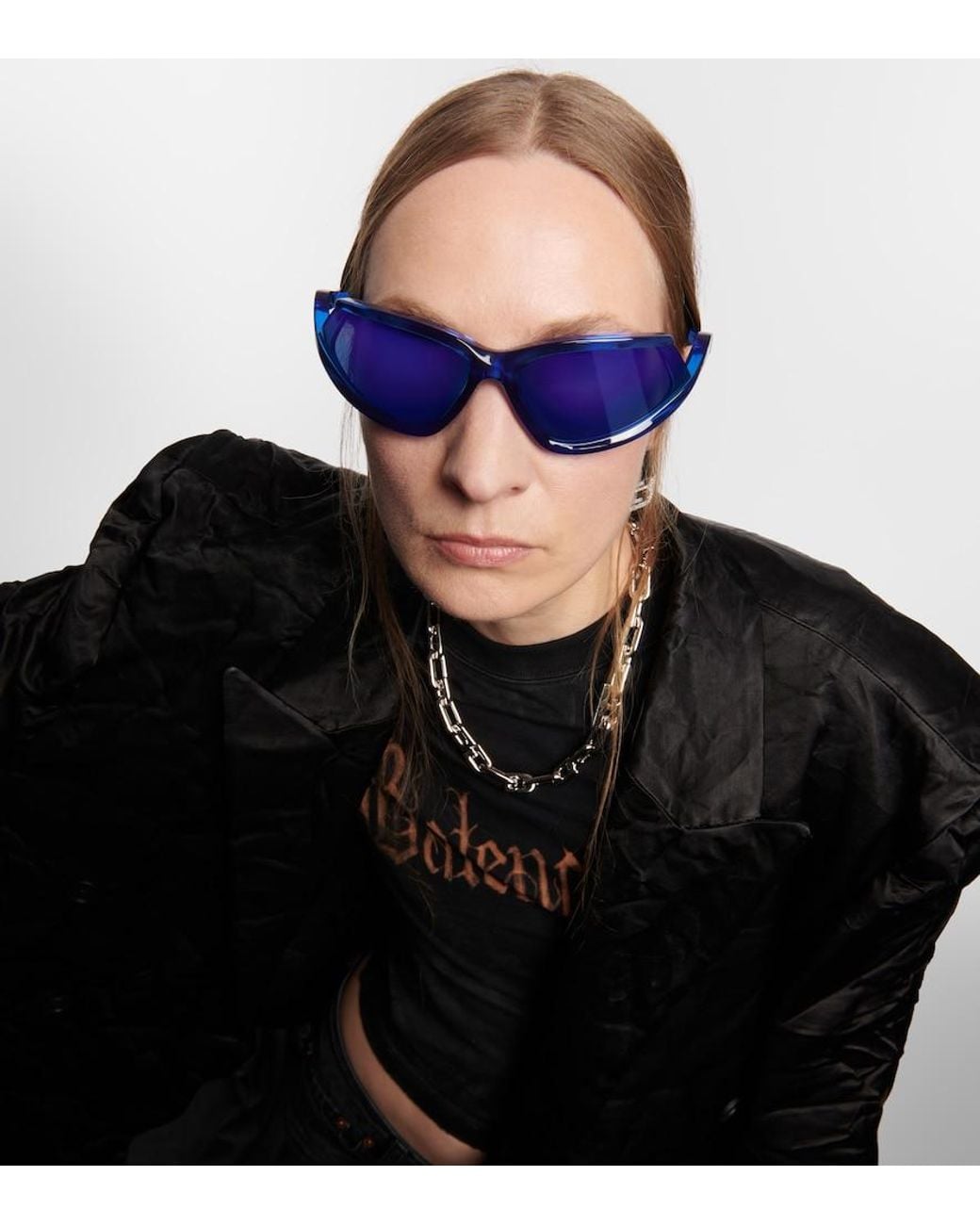 Balenciaga Blue Side Xpander Oval Sunglasses