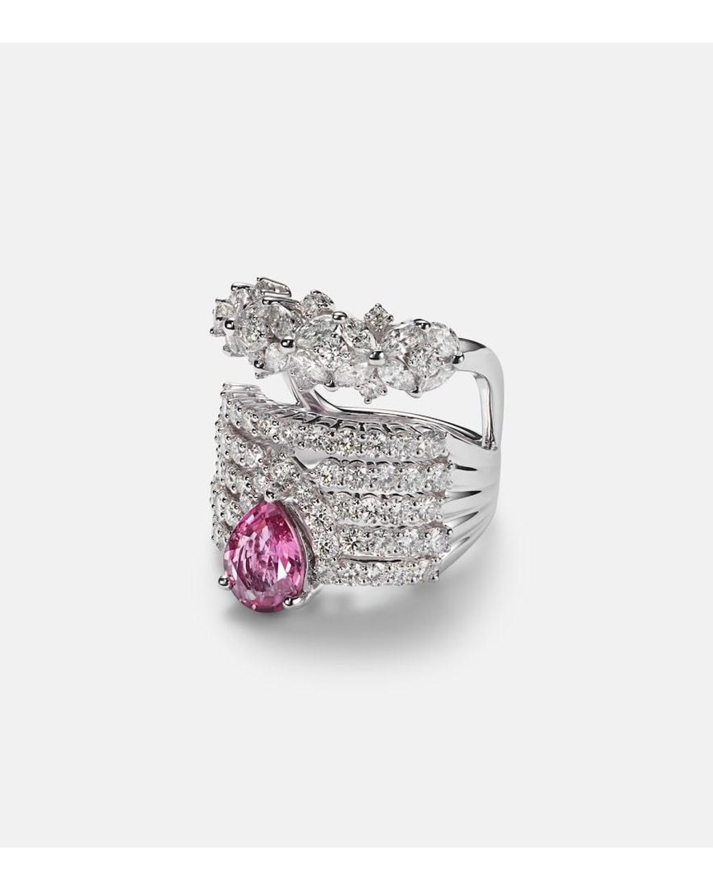 YEPREM White Reign Supreme 18Kt Ring With Diamonds And Sapphire