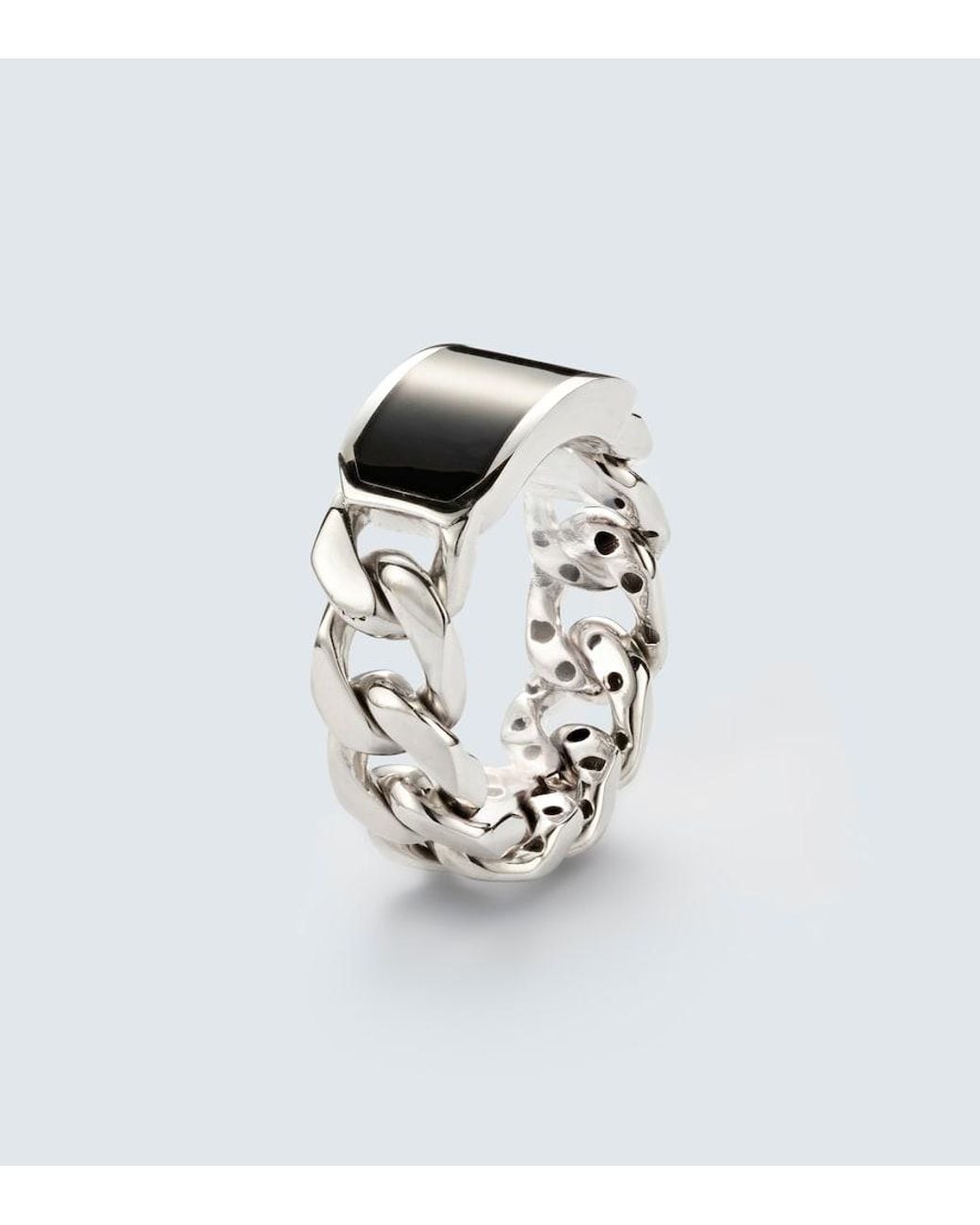SHAY White Id Link 18Kt Ring With Onyx for men