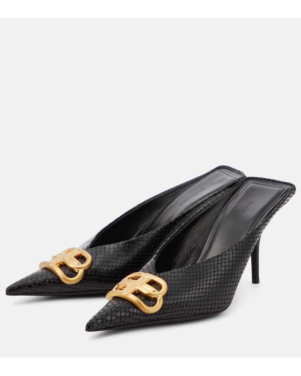 ＊BALENCIAGA＊ Square Knife Ｍules Balenciaga Square Knife Bb 80 Leather Mules in Black | Lyst