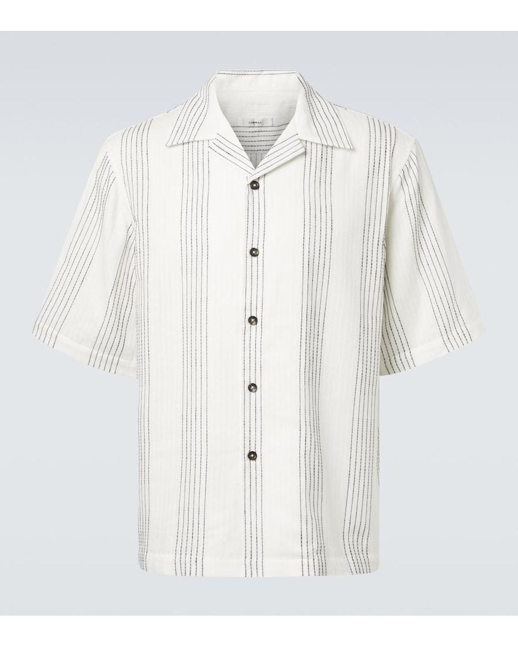 Camicia Bowling Textured Striped di Commas in White da Uomo