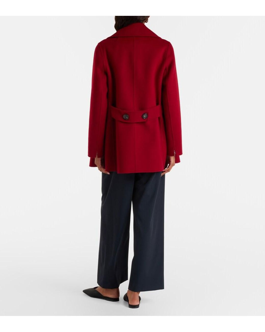 Max Mara Blue Argenta Virgin Wool Wide-Leg Pants