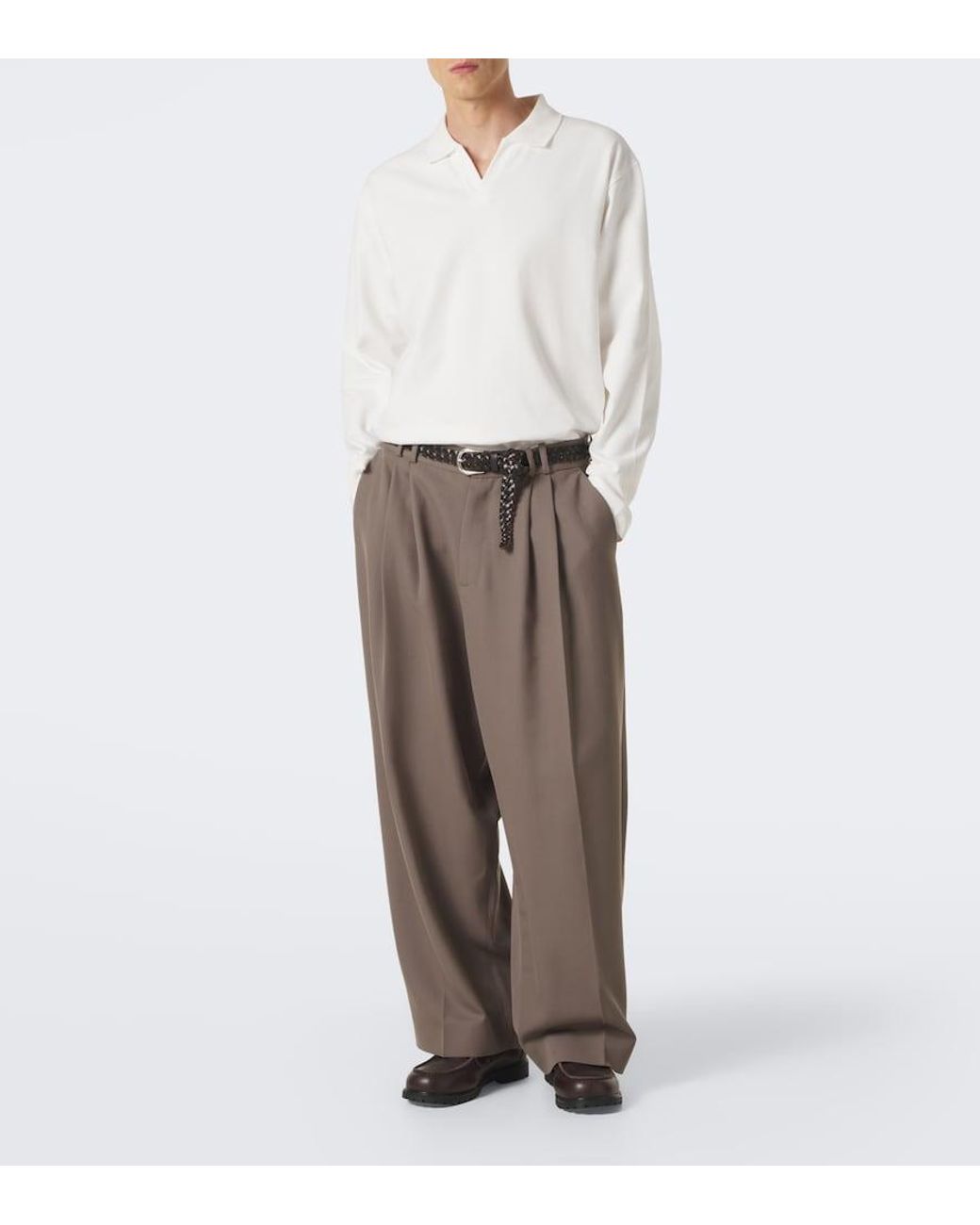 Studio Nicholson Brown Line Wide-Leg Pants for men