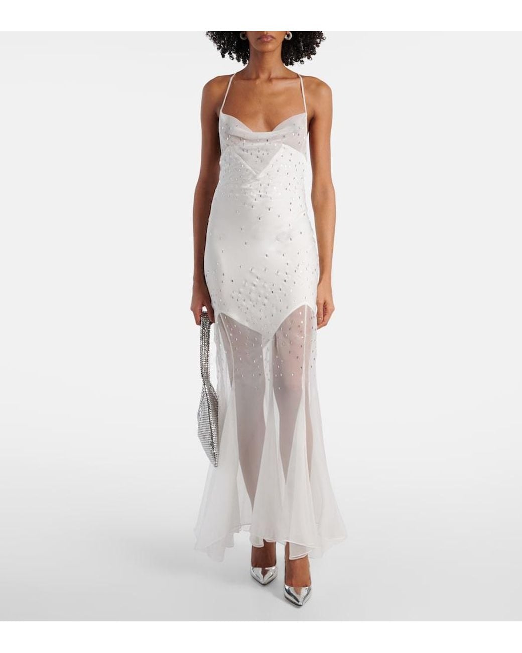 Rabanne White Embellished Sheer Gown