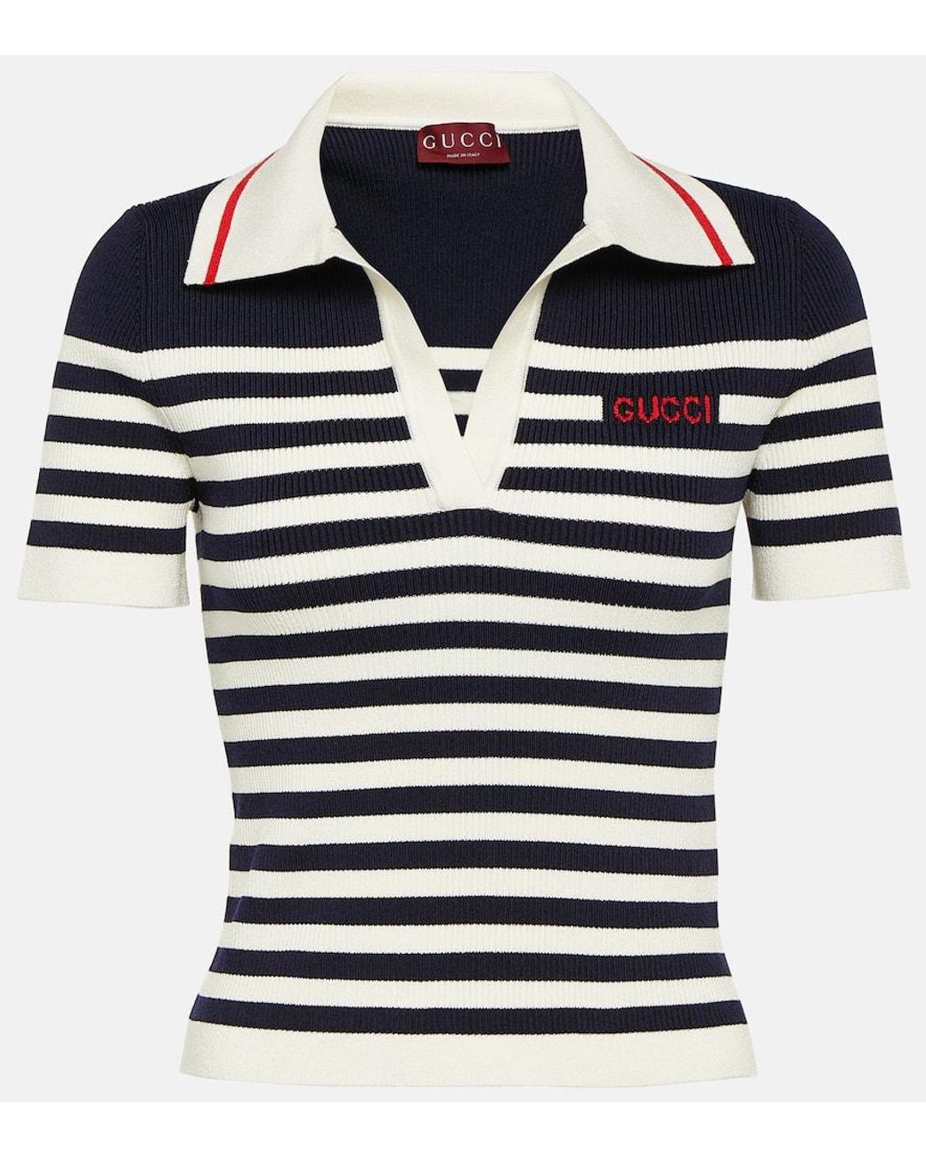 Gucci Logo Intarsia Polo Shirt in Blue Lyst
