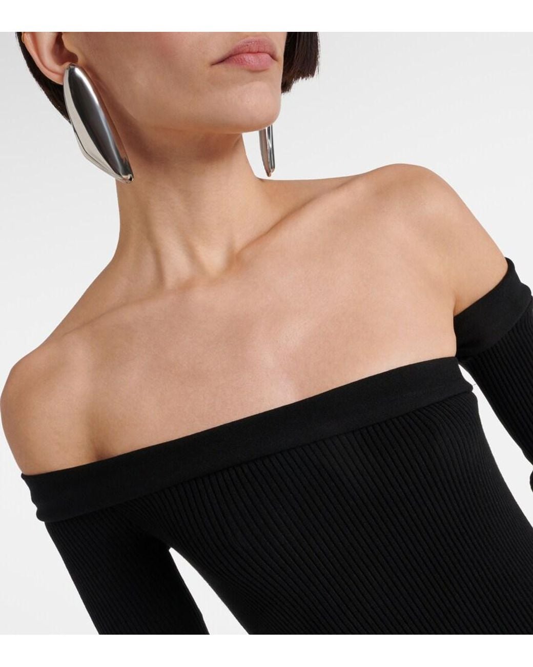 Jean Paul Gaultier Black Asymmetric Neck Maxi Dress